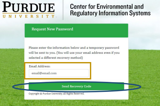 CAS Send Recovery Code Screenshot
