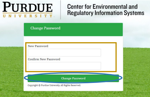 CAS New Password Screenshot
