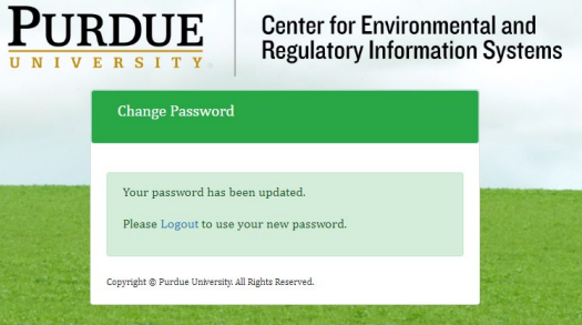 CAS Successful Password Change Screenshot