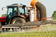 Tractor with sprayer